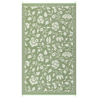 FairOnly Reversible Floral Outdoor Area Rug Waterproof UV-Resistant Carpet for Patio Gardern Beach