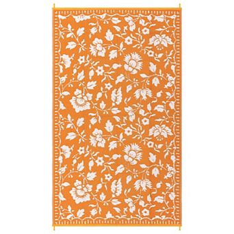 FairOnly Reversible Floral Outdoor Area Rug Waterproof UV-Resistant Carpet for Patio Gardern Beach