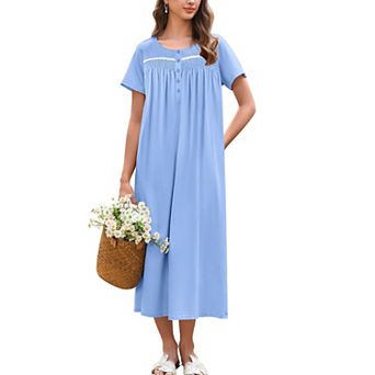 Ekouaer Cotton Nightgowns for Women Long Night Gown Sleepdress Victorian Sleepwear Nightdress