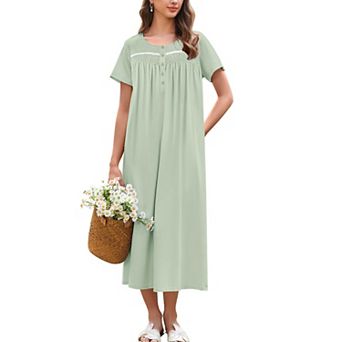 Ekouaer Cotton Nightgowns for Women Long Night Gown Sleepdress Victorian Sleepwear Nightdress