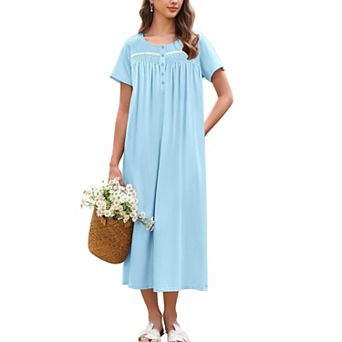 Ekouaer Cotton Nightgowns for Women Long Night Gown Sleepdress Victorian Sleepwear Nightdress