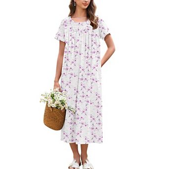 Ekouaer Cotton Nightgowns for Women Long Night Gown Sleepdress Victorian Sleepwear Nightdress