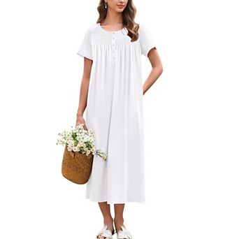 Ekouaer Cotton Nightgowns for Women Long Night Gown Sleepdress Victorian Sleepwear Nightdress