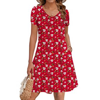 Zeagoo Women's Short Sleeve A-Line Mini Dress Flowy Swing Beach Dress with Pockets Vacation Outfits