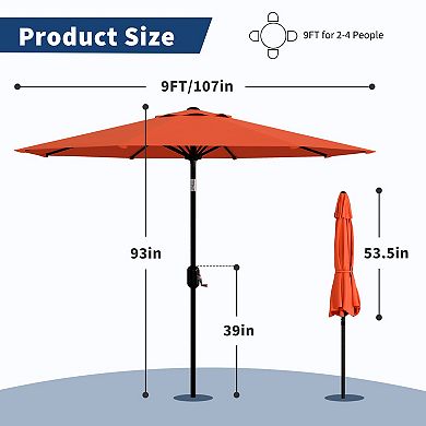 ANIXOL Patio Umbrella with Crank Lift and Adjustable Tilt