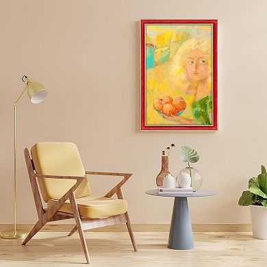 Red Arc-Shaped 18x24 Frame with Gold Double Border for Posters