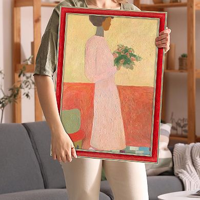 Red Arc-Shaped 18x24 Frame with Gold Double Border for Posters