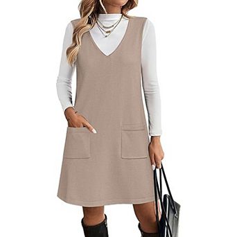 Zeagoo Women's Sleeveless V Neck Knit Sweater Vest Dress with Pockets Business Casual Dresses