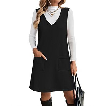 Zeagoo Women's Sleeveless V Neck Knit Sweater Vest Dress with Pockets Business Casual Dresses