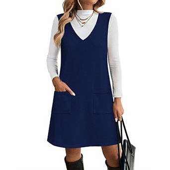 Zeagoo Women's Sleeveless V Neck Knit Sweater Vest Dress with Pockets Business Casual Dresses