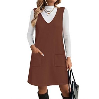 Zeagoo Women's Sleeveless V Neck Knit Sweater Vest Dress with Pockets Business Casual Dresses