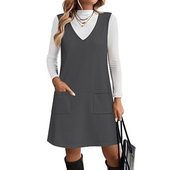 Zeagoo Women's Sleeveless V Neck Knit Sweater Vest Dress with Pockets Business Casual Dresses