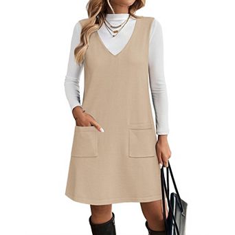 Zeagoo Women's Sleeveless V Neck Knit Sweater Vest Dress with Pockets Business Casual Dresses