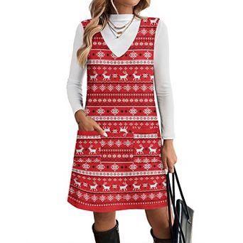 Zeagoo Women's Sleeveless V Neck Knit Sweater Vest Dress with Pockets Business Casual Dresses