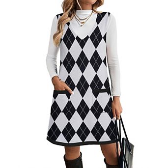 Zeagoo Women's Sleeveless V Neck Knit Sweater Vest Dress with Pockets Business Casual Dresses
