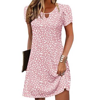 Zeagoo Women's Vacation A Line Sundress with Pockets Short Sleeve Beach Loose T Shirt Dress