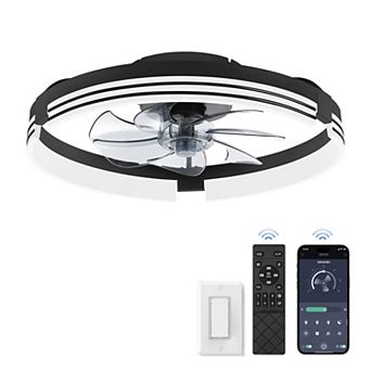 Hearthshire Flush Mount Ceiling Fan with LED Light, 6-Speed DC, 3 CCT, App & Remote