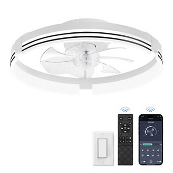 Hearthshire Flush Mount Ceiling Fan with LED Light, 6-Speed DC, 3 CCT, App & Remote