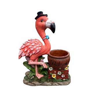 Outdoor Flamingo Flower Pot Planter - Unique Garden Sculpture & Yard Statue for Lawn Decoration