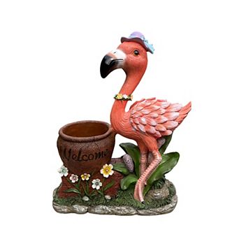 Outdoor Flamingo Flower Pot Planter - Unique Garden Sculpture & Yard Statue for Lawn Decoration