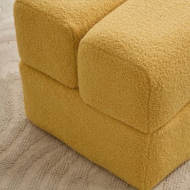 SEYNAR Modern 16.5''Faux Sherpa Square Cube Otttoman