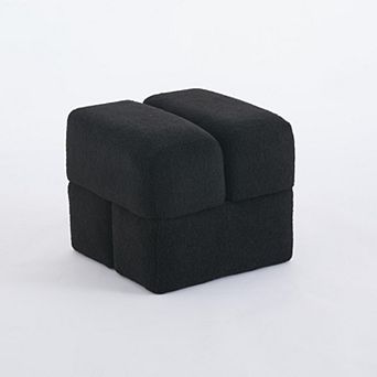SEYNAR Modern 16.5''Faux Sherpa Square Cube Otttoman
