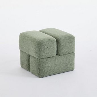 SEYNAR Modern 16.5''Faux Sherpa Square Cube Otttoman