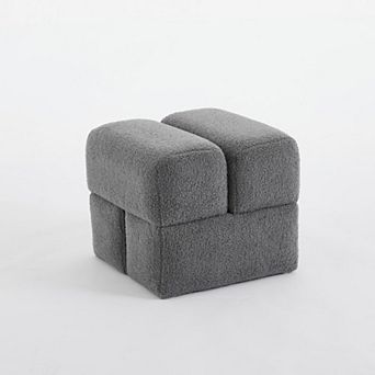 SEYNAR Modern 16.5''Faux Sherpa Square Cube Otttoman