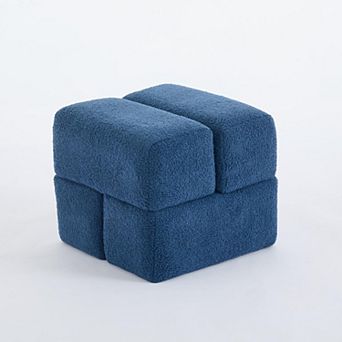 SEYNAR Modern 16.5''Faux Sherpa Square Cube Otttoman