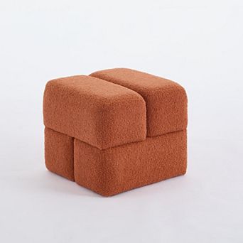 SEYNAR Modern 16.5''Faux Sherpa Square Cube Otttoman