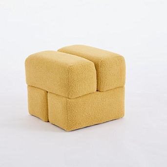 SEYNAR Modern 16.5''Faux Sherpa Square Cube Otttoman