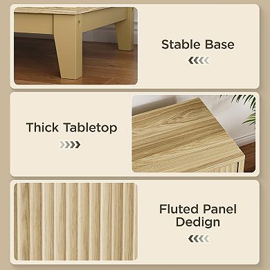 59" Fluted TV Stand, Entertainment Center with Storage Cabinets, Modern Console Table for Livingroom