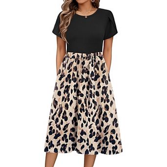 Zeagoo Women's Casual A-Line Floral Knee Length Dresses Teacher Summer Dresses