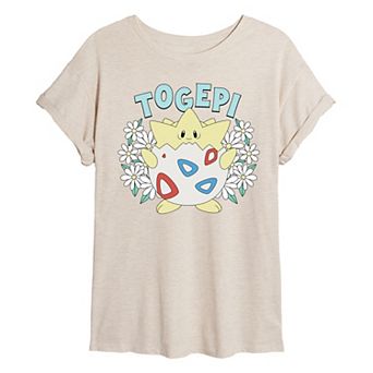 Juniors' Pokémon Togepi Floral Oversized Tee