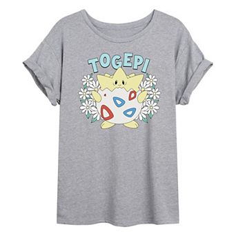 Juniors' Pokémon Togepi Floral Oversized Tee