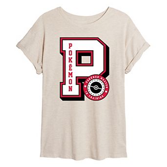 Juniors' Pokémon Collegiate Letter Oversized Tee