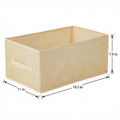 Storage Cube, Fabric Storage Bin with Stripe for Shelves Closet, 3 Pcs Collapsible Storage Basket