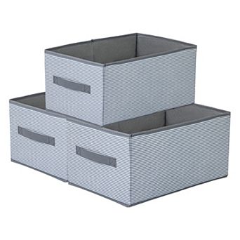 Storage Cube, Fabric Storage Bin with Stripe for Shelves Closet, 3 pc Collapsible Storage Basket