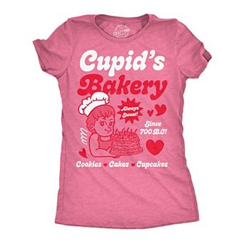 Womens Funny T Shirts Cupids Bakery Sarcastic Valentines Day Tee For Ladies