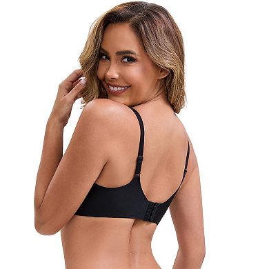 2 Packs Women's Lace Trim V-Neck Wireless Bras Adjustable Spaghetti Straps Lift Up No Trace Bralette
