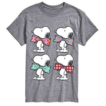 Men's Peanuts Snoopy Bowtie Patterns Grid Graphic Tee
