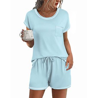 Ekouaer Womens Pajama Sets 2 pc Soft Short Sleeve Top and Shorts Sleepwear Round Neck Pjs Lounge