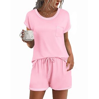 Ekouaer Womens Pajama Sets 2 pc Soft Short Sleeve Top and Shorts Sleepwear Round Neck Pjs Lounge