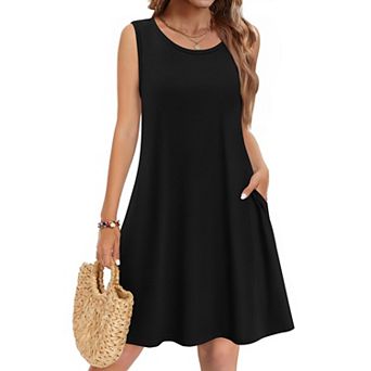 Zeagoo Women's Casual Sleeveless Mini Dress, A-Line Boho Beach Dress with Pockets, Floral Sundress