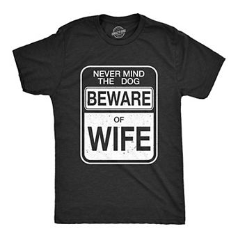 Mens Beware of Wife Forget The Dog Funny Gift for Dad Husband Sarcastic T shirt