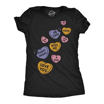 Womens Funny T Shirts Glitter Candy Hearts Sarcastic Valentines Day Tee For Ladies