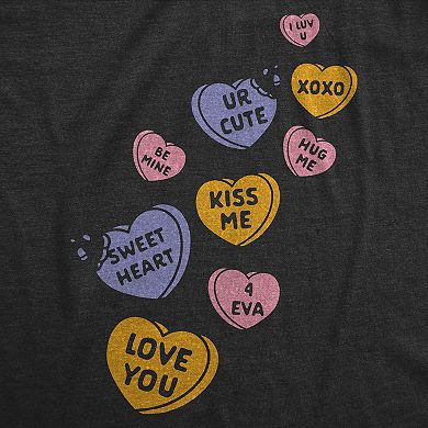 Womens Funny T Shirts Glitter Candy Hearts Sarcastic Valentines Day Tee For Ladies