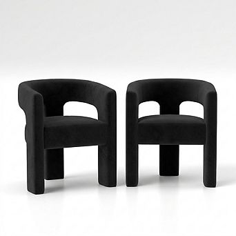 SEYNAR Modern Glam Velvet Upholstered Dining Chair, Open-Back Accent Chair Set of 2