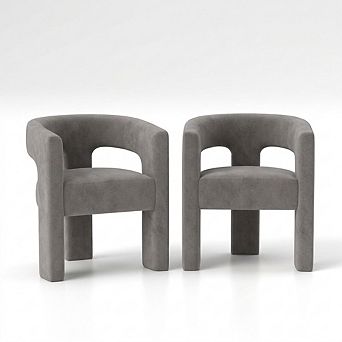 SEYNAR Modern Glam Velvet Upholstered Dining Chair, Open-Back Accent Chair Set of 2