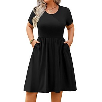 Zeagoo Women's Summer Casual Short Sleeve Mini Dress Empire Waist T-Shirt Dress with Pockets